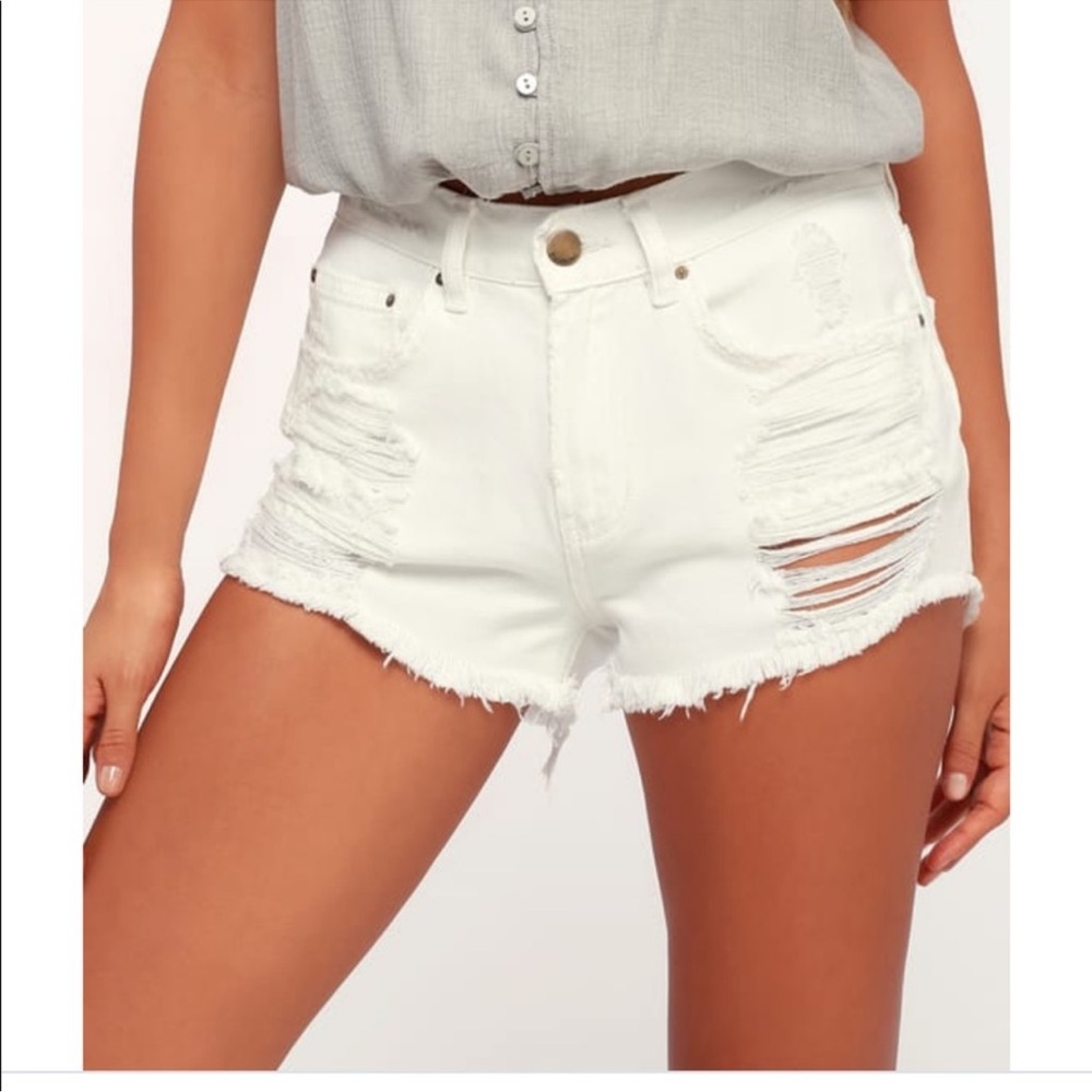 Billabong White Distressed Denim Shorts